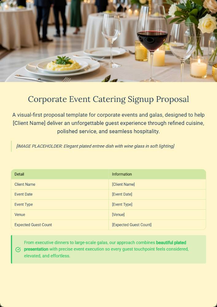 Corporate Event Catering Signup Proposal Template