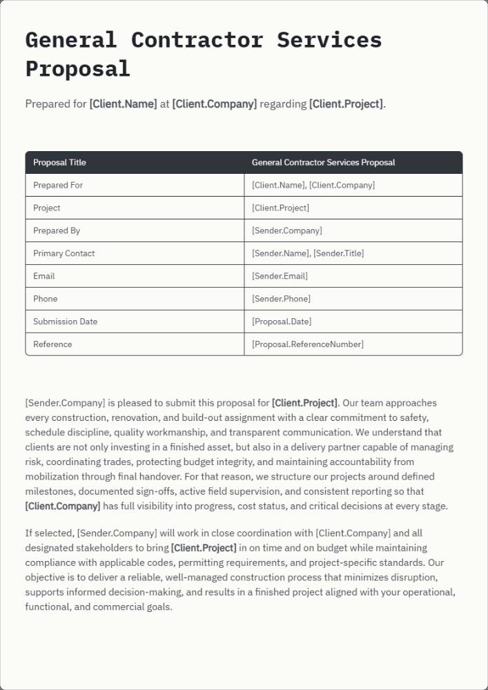 Contractor Proposal Template