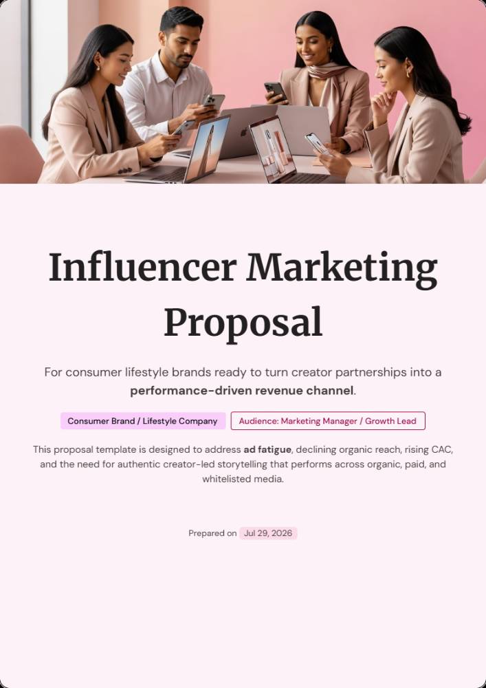 Influencer Marketing Proposal for Consumer Lifestyle Brands