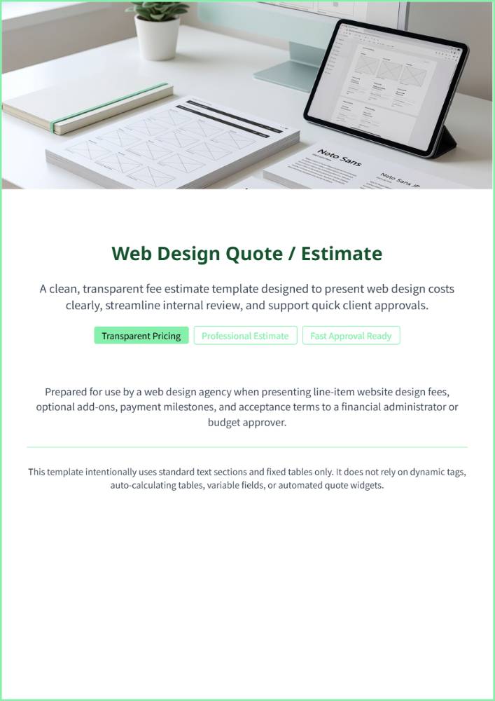Web Design Quote and Fee Estimate Template