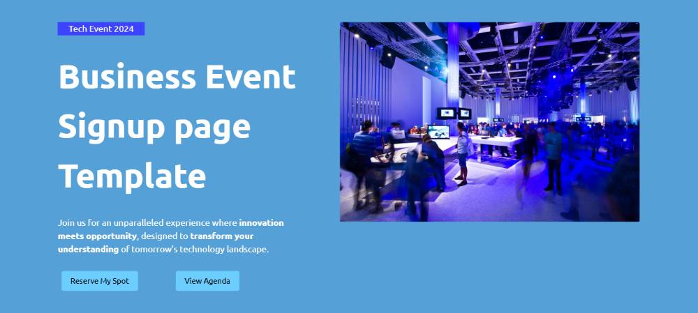 Business Event Signup Page Template